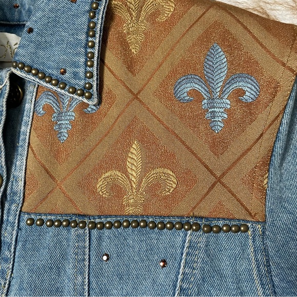 Vintage 80’s Cache’ crop beaded denim tapestry jacket - Picture 5 of 10